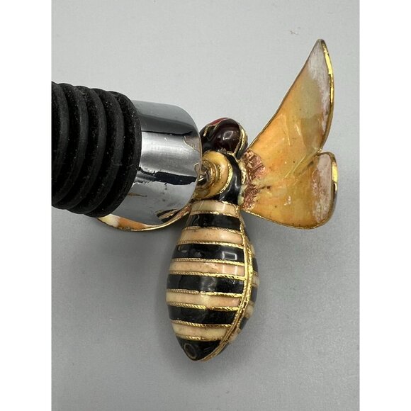 Pottery Barn Bee Wine Bottle Stoppers Enamel Amber Color Summer - Picture 8 of 16